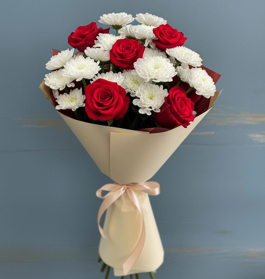 Букет цветов из: Розы и Хризантемы в Большое Болдино