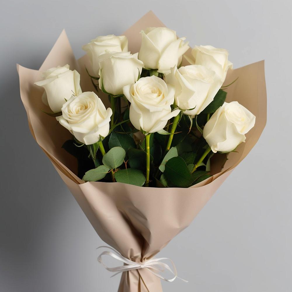 Букет 9 Белых роз Эдлесс Лав в Большое Болдино