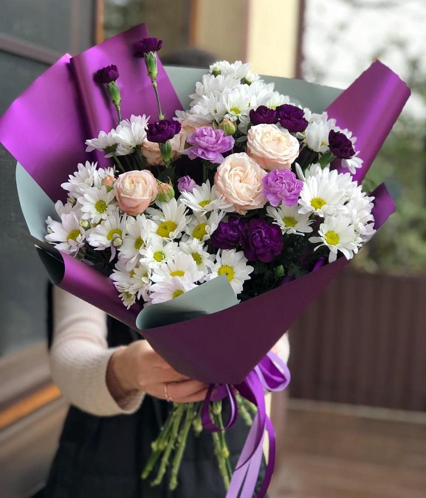 Букет цветов из: Хризантемы, Гвоздики и Розы в Большое Болдино