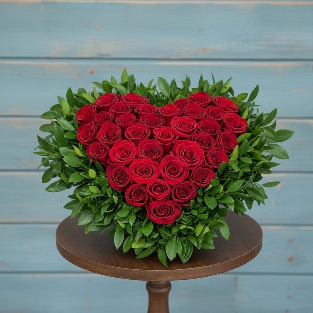 Цветочная композиция из Розы в виде сердца в Большое Болдино