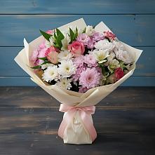 Букет цветов из:  Хризантемы, Альстромерии и Розы в Большое Болдино