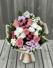 Букет цветов из:  Альстромерии, Гвоздики, Розы и Хризантемы в Большое Болдино