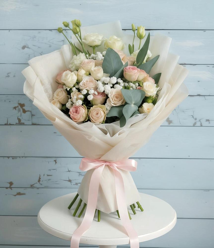 Букет цветов из: Розы и Лизиантусы в Большое Болдино