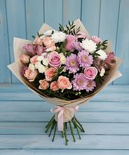 Букет цветов из:  Хризантемы, Розы и Альстромерии в Большое Болдино