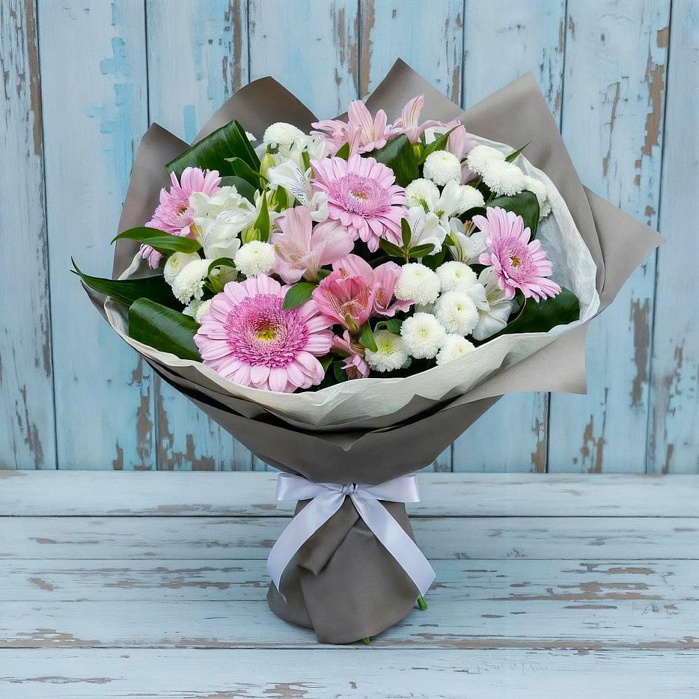 Букет цветов из: Герберы, Альстромерии и Хризантемы в Большое Болдино