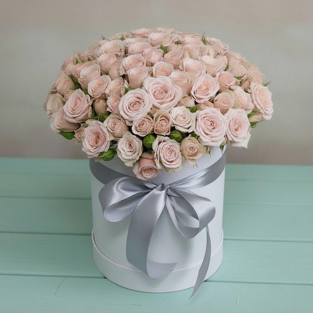 Цветочная композиция из Розы в шляпной коробке в Большое Болдино